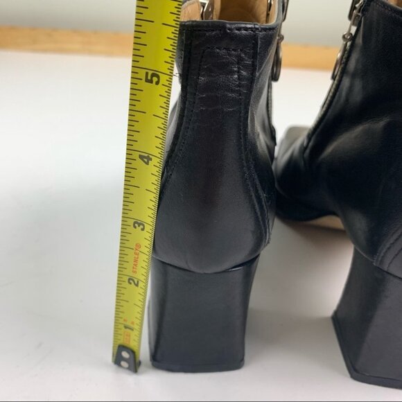 STEFANO Dolci Black Leather Chunky Heel Booties size 35 ½ - Picture 7 of 10